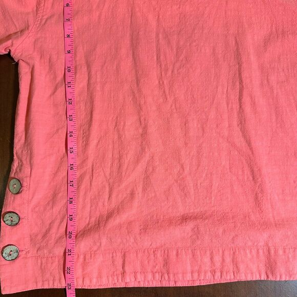 Sea Breeze Pink Cotton Shirt with buttons square neck women size xs 100% cotton - Picture 4 of 6